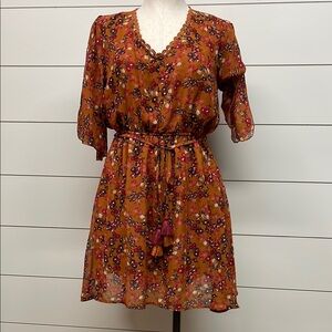 Orange Flutter Sleeve Mini Sundress